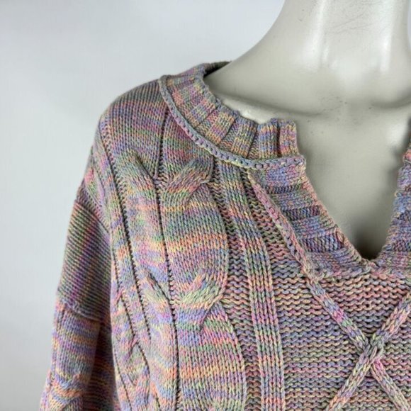Urban Outfitters UO Hazel Notch Neck Cable Knit Sweater Women M NWT Long‎ Sleeve - Picture 8 of 13
